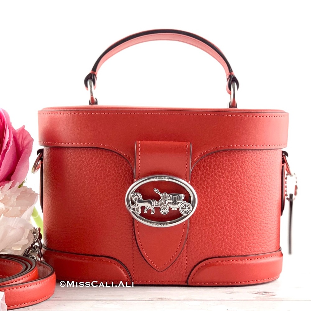 NWT COACH Georgie Gem Red Pebble Leather Top Handle Crossbody Bag